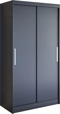 Produktbild von Easy4You K1 100 cm Schwarz Schiebetüren Kleiderschrank 100x200x58 cm Schlafzimmermöbel, Aufbewahrung - Mehrzweckschrank - Farbe: Schwarz