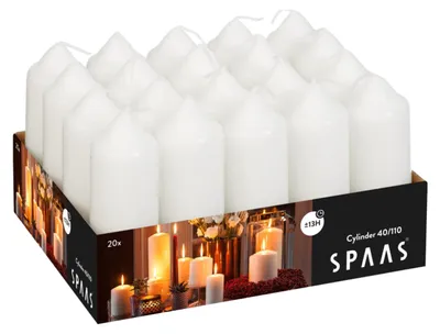 Obrázok produktu pre 20 kusov SPAAS Professional Gastro sviečky 110x40mm cylindrická sviečka biela