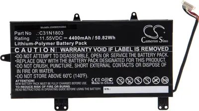 Produktbild von vhbw Akku Ersatz für Asus C31N1803, 0B200-02980200 für Notebook (4400 mAh, 11,55 V, Li-Polymer)
