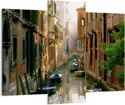 Produktbild von Bild auf Leinwand - Leinwandbild - Venedig Brücke Wasser Haus - 130x100cm - Wand Bild - Wanddeko - Leinwanddruck - Bilder - Kunstdruck - Wanddekoration - Leinwand bilder - Wandkunst - CB130x100-2532