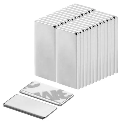 Obrázek produktu pro Neodymové magnety, 24 kusů, rozměry 20 x 10 x 2 mm, samolepicí, vhodné pro tabule a pro vlastní projekty
