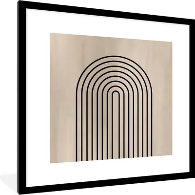 Produktbild von MuchoWow® Gerahmtes Poster Streifen - Abstrakt - Bogen 40x40 cm - Poster mit Schwarzem Bilderrahmen Wandposter Rahmen Foto Bilder - Poster - Plakat im Rahmen