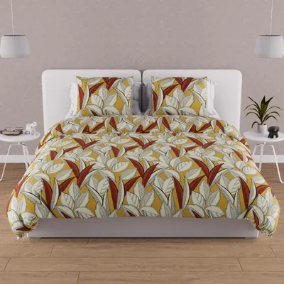 Produktbild von Soleil d'ocre, Bettwäsche-Set mit Bettdeckenbezug aus Baumwolle 57 Fäden 240x220 cm Togo Senfgelb – Größe 220 x 240 cm