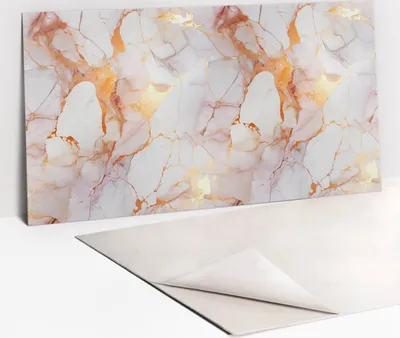 Produktbild von Dekorative PVC Wandpaneele - Küchenpaneele Rückwand hart Innenwand - 100 x 50 - Goldener Marmor