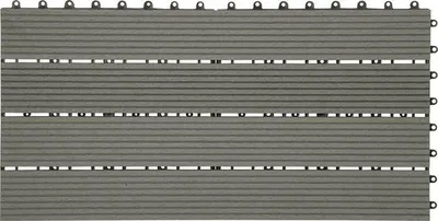 Image de Lot de 6 dalles de terrasse résistantes aux intempéries, 30 x 60 cm, gris clair