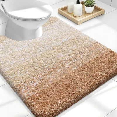 Obrázok produktu pre Toaletná podložka 60 x 50 cm, béžová, mikrovlákno, v tvare U, pre kúpeľňu
