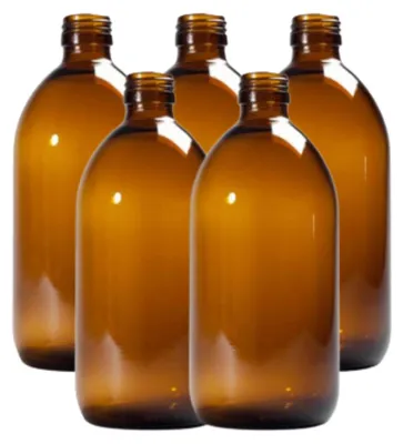Glasflaschen 5er-Pack 500 ml bernsteinfarben luftdicht