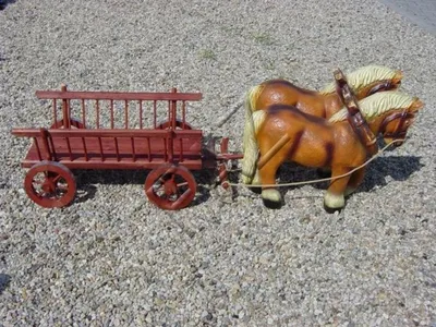Image de Cheval design avec chariot Figure Jardin Statue Figure Sculptures Déco Nouveau