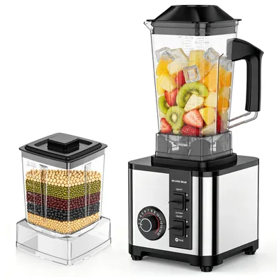 Obrázek produktu pro Mixér a mlýnek 2 v 1 - Vysokorychlostní mixér o objemu 2,5 l - Výrobník smoothie a odšťavňovač - Drtič ledu a ořechů - Kuchyňský mixér na ovoce a zeleninu - 220V