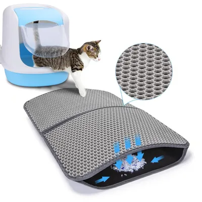 Image de Tapis absorbant pour litière de chat, pliable, dimensions 60 x 43 cm, imperméable