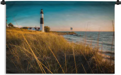 Produktbild von MuchoWow® Wandteppich Wandbehang Leuchtturm - Meer - Amerika 90x60 cm Tapisserie Dekoration Wandtuch - Wandskulpturen - Bildteppich