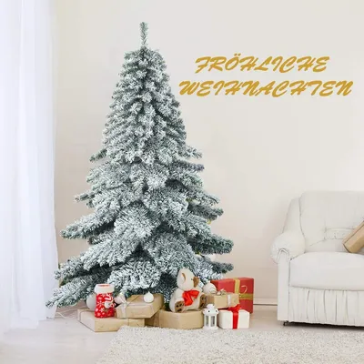 Produktbild von COSTWAY 180cm Künstlicher Weihnachtsbaum mit Schnee, Tannenbaum mit Metallständer, Christbaum 657 PVC Spitzen, Kunstbaum Weihnachten Klappsystem ideal für Zuhause, Büro, Geschäfte und Hotels