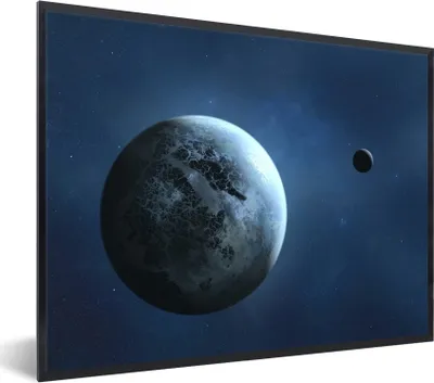 Produktbild von MuchoWow® Gerahmtes Poster Eine Illustration eines Planeten 80x60 cm - Poster mit Schwarzem Bilderrahmen Wandposter Rahmen Foto Bilder - Schwarzem - Mit Gestell