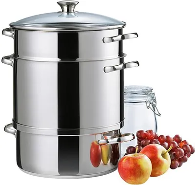 Produktbild von Kelomat Dampfentsafter 3 teilig Ø27 cm 10 Liter Edelstahl Glasdeckel Induktion