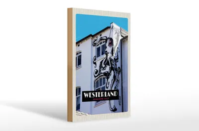 Produktbild von Holzschild Reise 20x30cm Westerland Sylt Tintenfisch Graffiiti