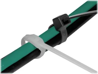 Produktbild von DeLOCK Kabelbinder mit flachem Kopf L 280 x B 7,6 mm 100 Stück, Kabelbinder mit paralleler Einführung, Polyamid, Schwarz, Transparent, 7,7 cm, V2, -40 - 80 °C