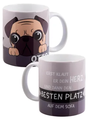 Keramik-Kaffeebecher Mops Otto 320 ml – lustiger Spruch