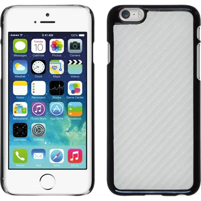Produktbild von PhoneNatic Case kompatibel mit Apple iPhone 6s / 6 - Hülle weiß Carbonoptik Hard-case + 2 Schutzfolien