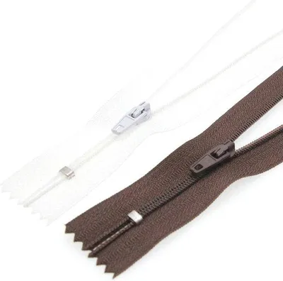 Image de Fermetures à glissière en nylon, 23 cm - lot de 10 pour les projets de bricolage - marron et blanc
