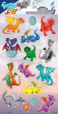 Produktbild von 1 Bogen Papier Sticker bunte Drachen
