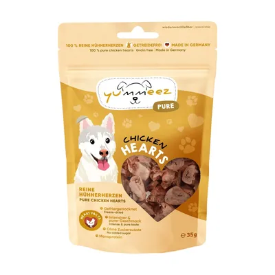 Produktbild von Yummeez PURE CHICKEN HEARTS, Snacks, Hund, Universal, Huhn, 35 g, Zuckerfrei