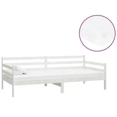 Produktbild von Tagesbett mit Matratze 90x200 cm Weiß Kiefer Massivholz