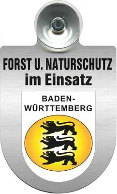 Produktbild von Einsatzschild mit Saugnapf - Forst u. Naturschutz im Einsatz 393813 incl. Regionenwappen nach Wahl Color - Region Baden-Württemberg