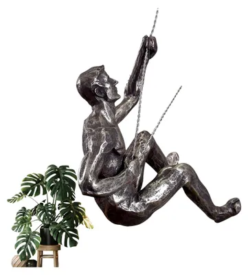 Produktbild von Wanddekoration Klettermann, kreative Harz-Felsen-Dekoration, Kunstinstallation mit Bungee-Jumping-Skulptur, moderne große Ornamente für Souvenirs und Kunstsammlungen