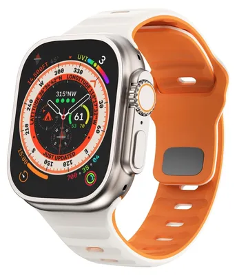 Obrázek produktu pro Pro Apple Watch Ultra 2 / 1 49mm silikonový řemínek s vlnovou strukturou béžový / oranžový