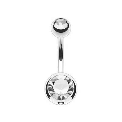 Produktbild von Taffstyle Bauchnabelpiercing Bauchnabelpiercing Banane Stecker Titan G23 mit Doppelkristall, Clear / 12mm / 8mm x 5mm