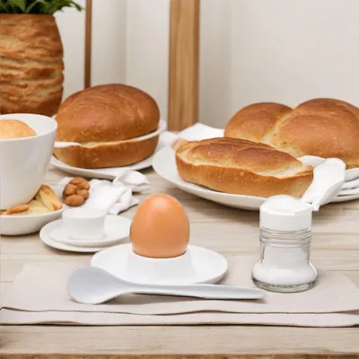 Eierbecher aus Kunststoff, weiß, 4 Stück, stapelbar, 9,4 cm