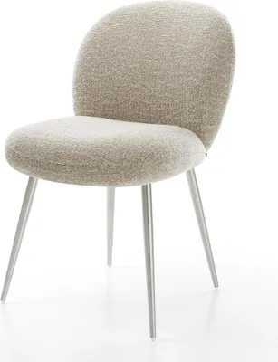 Produktbild von DELIFE Esszimmerstuhl Nube-Flex Webstoff Soft Beige 4-Fuß konisch Edelstahl Taschenfederkern