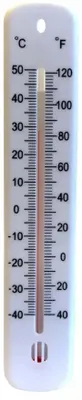 Produktbild von Analoges Fensterthermometer aus Kunststoff, weiß, 21 cm, innen und außen, -40 bis +50 °C