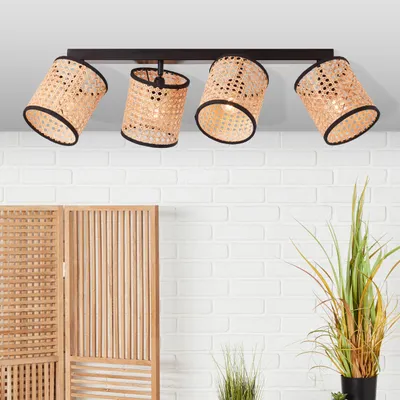Produktbild von Brilliant Wiley Spotbalken, 4-fach Holz Hell Schwarz 99487/06