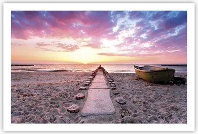 Produktbild von Poster - Poster ohne Rahmen - Boot Strand Himmel - 91,5x61 cm - Wand Bild - Wanddeko - Wandbilder - Kunstposter - Wandposter - Bilder - Kunstdruck - Wanddekoration - Wandbild - P2XAA91x61-5064