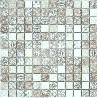Produktbild von Keramik Mosaik Fliesen Jasba beige-braun matt Retrooptik Küchenwand Badezimmerfliese Duschwand / 10 Mosaikmatten