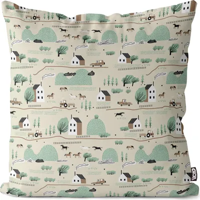 Produktbild von VOID Bauernhof Landschaft Pferde Kissenbezug Kissenhülle Sofakissen Kissen Deko Outdoor-Kissen Dekokissen