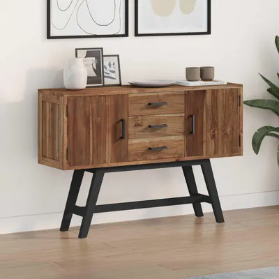 Image de Meuble TV exclusif - Dimensions : 110 x 30 x 75 cm - Bois massif teck naturel