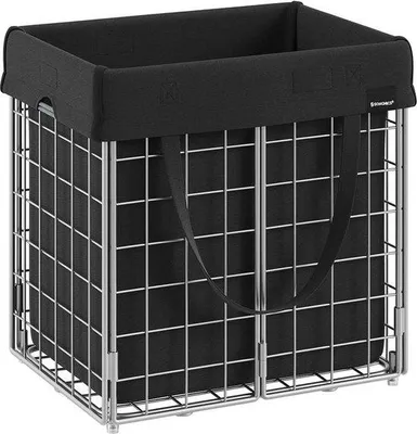 Productafbeelding van Famanu wasmand met uitneembaar waszakje - metalen frame - zwart