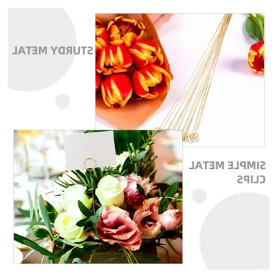 Produktbild von 40 Stück Metall Blumenkartenhalter Stäbe für Blumenarrangements in Gold