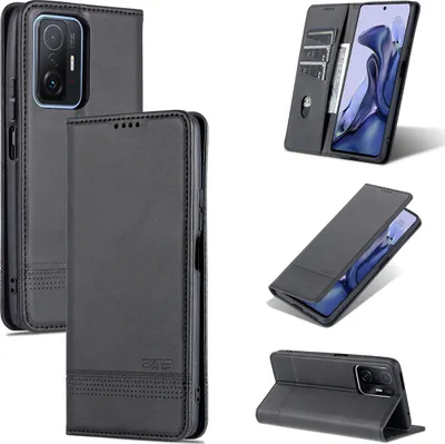 Produktbild von Xiaomi Mi 11T Leder Hülle, Klapphüllen Brieftasche Magnetverschluss Ständer Schutzhülle für Xiaomi Mi 11T / Mi 11T Pro Schwarz