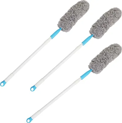 Produktbild von 3x Staubwedel ausziehbar 100 - 136 cm Mikrofaser Staubwischer und Staubmagnet mit Teleskopstiel