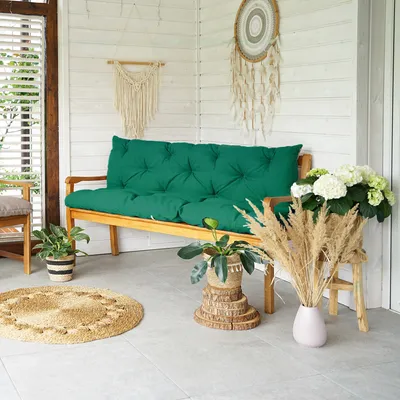 Produktbild von 4L Textil Gartenbankauflage Hollywoodschaukel Auflage Bankauflage outdoor Sitzkissen Bank Gartenbank wetterfest (180x50x50 cm Grün) UV-beständig