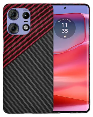 Produktbild von Techsuit Carbonite FiberShell Back Cover Hülle für Motorola Edge 50 Pro - Rot/Schwarz