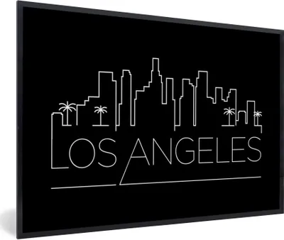 Produktbild von MuchoWow® MuchoWow® Gerahmtes Poster Skyline "Los Angeles" schwarz 60x40 cm - Poster mit zchwarzem Bilderrahmen - Printing - Wanddeko Schlafzimmer