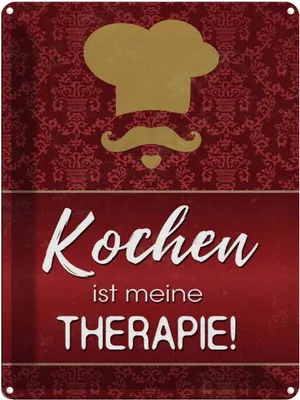 Produktbild von vianmo Blechschild 40x30 cm Kochen ist meine Therapie Spruch Zitat