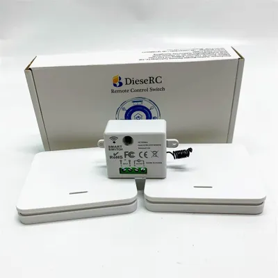 Produktbild von DieseRC Funk-Lichtschalter, Funk-Sender-Sicherheitsschalter und Empfänger-Controller 10A, einfache Installation für Lampen bis 1500W