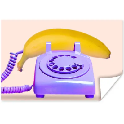 Produktbild von MuchoWow® Poster Banane - Telefon - Lila - Gelb 120x80 cm - Bilder