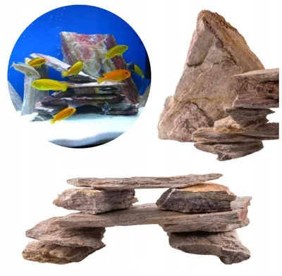 Produktbild von Aquarium Deko Steine Schiefer, farbig, 1 kg