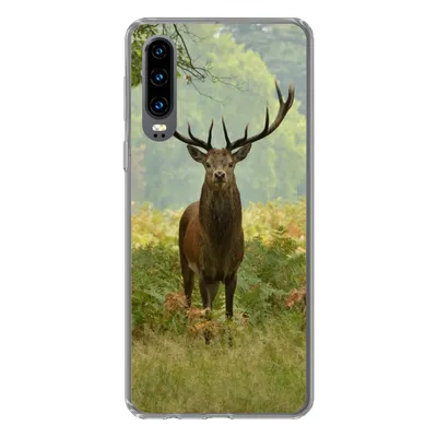 Produktbild von MuchoWow® Handyhülle Schutzhülle Hülle für Huawei P30 Rothirsch - Natur - Grün Silikon Softcase Handy Hülle - Kartenbesitzer